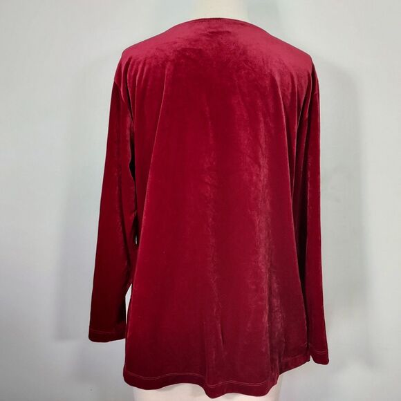 Liz Baker Essentials Womens PL Red Velvet Stretch Pullover Tunic Top Shirt - Picture 6 of 11
